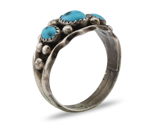 Navajo Ring 925 Silver Blue Turquoise Artist Signed SkyStone Creations C.80's