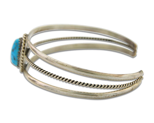 Navajo Cuff Bracelet 925 Silver Turquoise Cuff Artist Signed EG C.80's