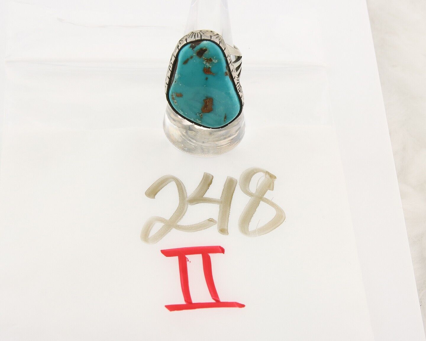 Navajo Ring 925 Sterling Turquoise Signed D Zachary C.80's Size 8.0