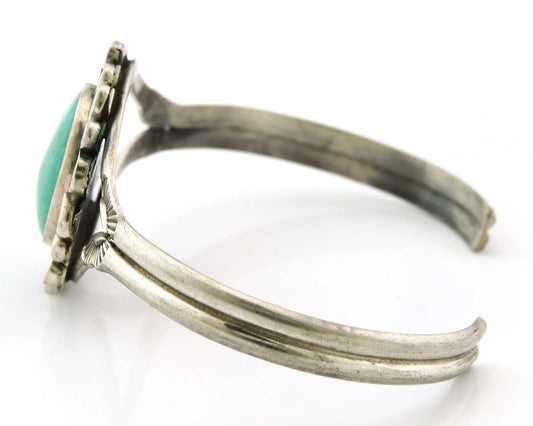 Navajo Cuff Bracelet Sterling Silver Vintage Turquoise Handmade Signed LP