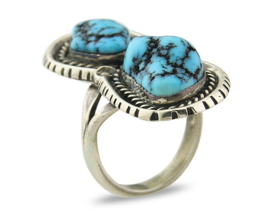 Vintage Navajo Ring 925 Sterling Silver Turquoise Signed Tom Willeto Size 6.5