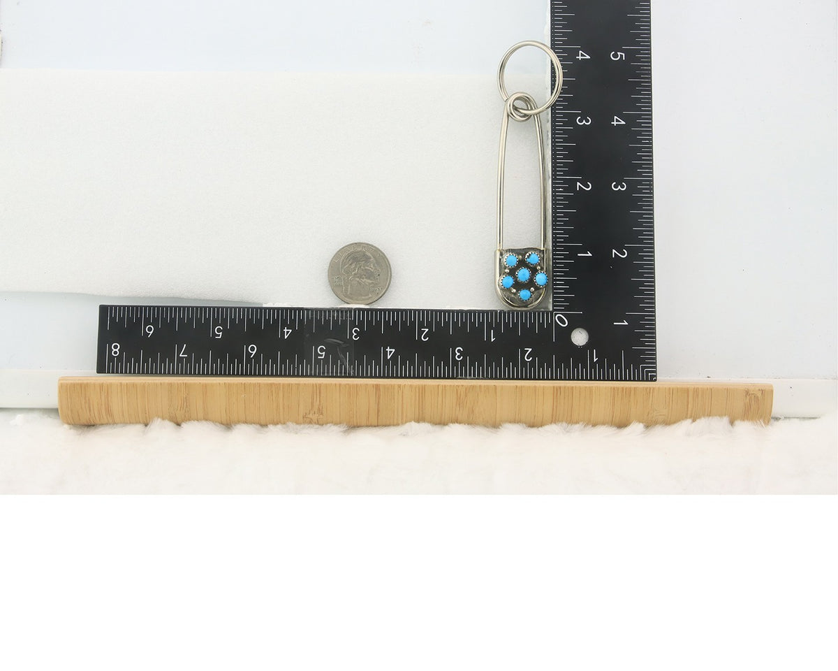 Navajo Key Chain .925 Silver Natural Turquoise Handmade Native American Artist