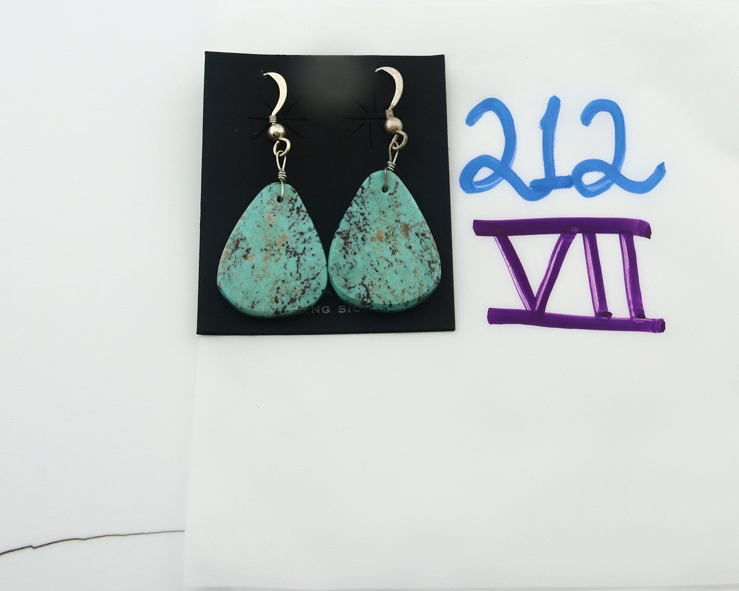 Santao Domingo Earrings Sterling Silver Turquoise Dangle Vintage Authentic