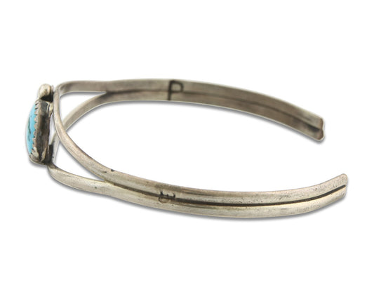 Vintage Navajo Bracelet 925 Silver Blue Turquoise Handmade Signed P