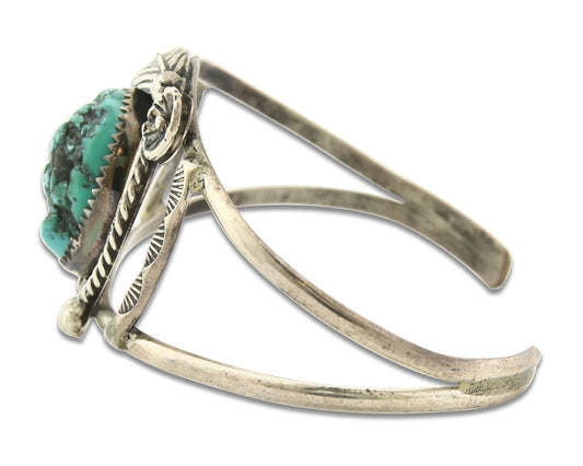 Vintage Navajo Bracelet 925 Silver Turquoise Tradition Handmade Signed Alvin Joe