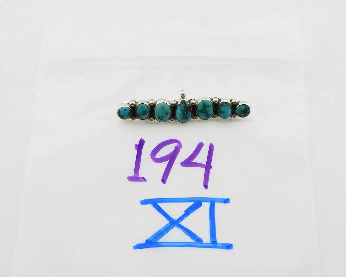 Navajo Handmade Pin Sterling Silver Turquoise Vintage Artist
