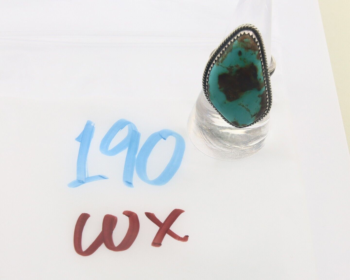 Navajo Ring 925 Sterling Turquoise Handmade Native Artist C.80's Size 7.0