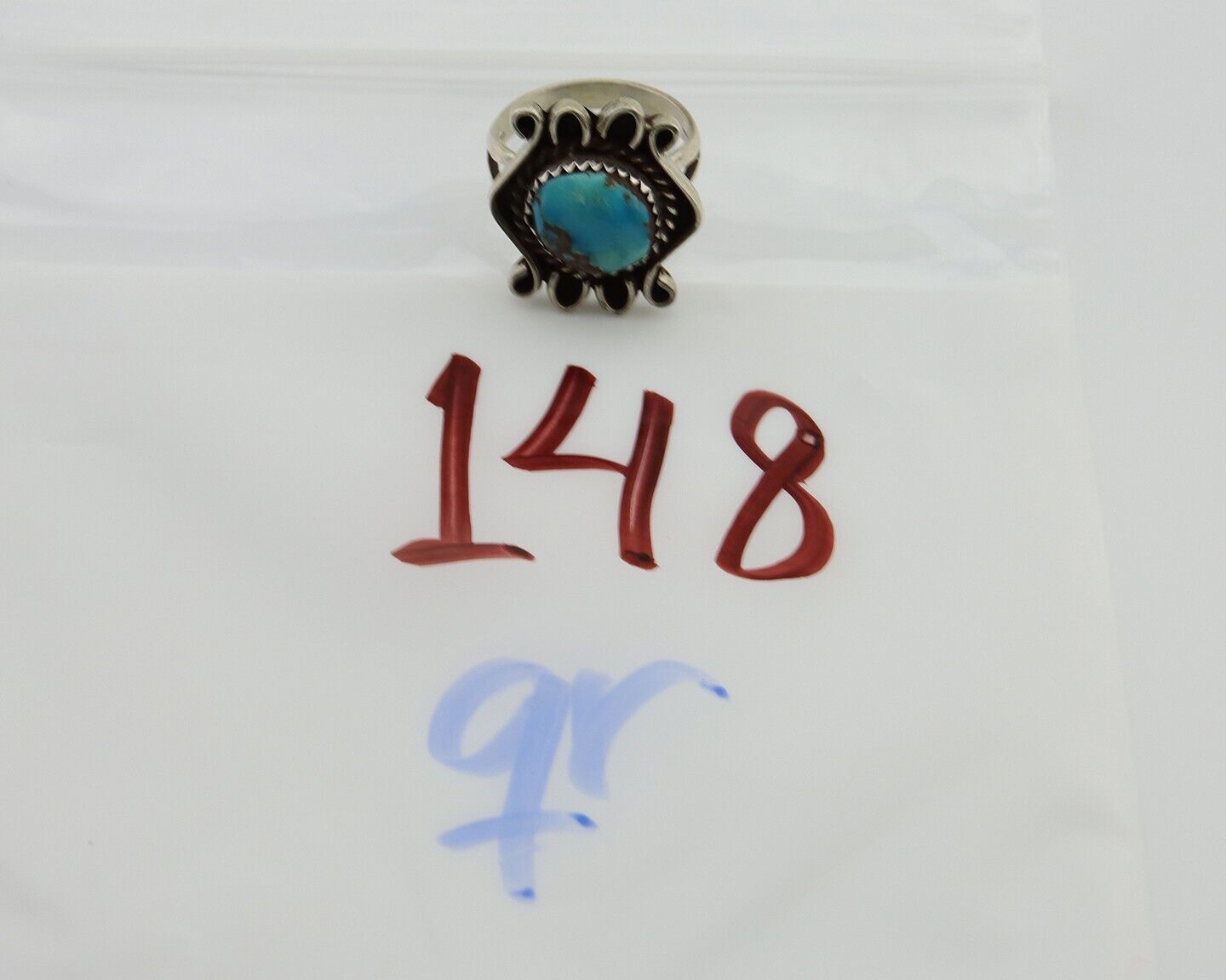 Navajo Handmade Ring 925 Silver Natural Arizona Turquoise Artist C.80's
