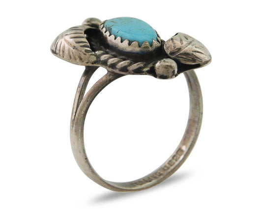 Navajo Ring 925 Silver Natural Blue Turquoise Native American Artist C.80's