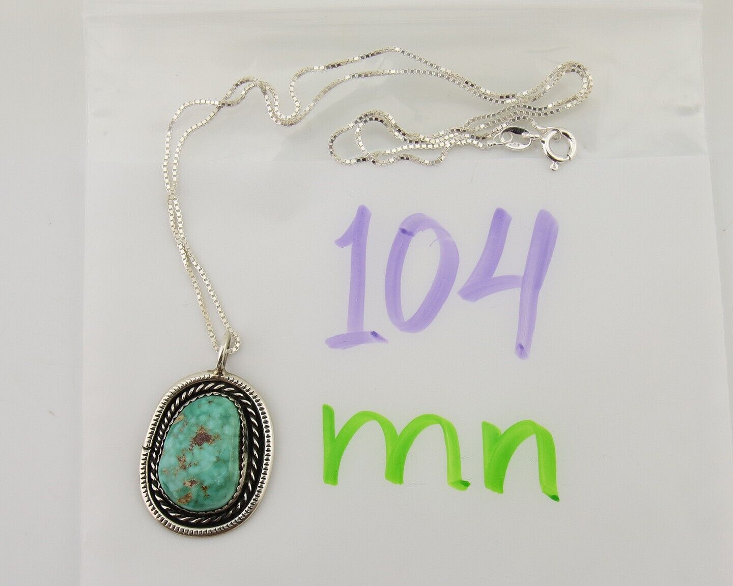 Navajo Necklace 925 Silver Natural Turquoise Native American Artist C.80's