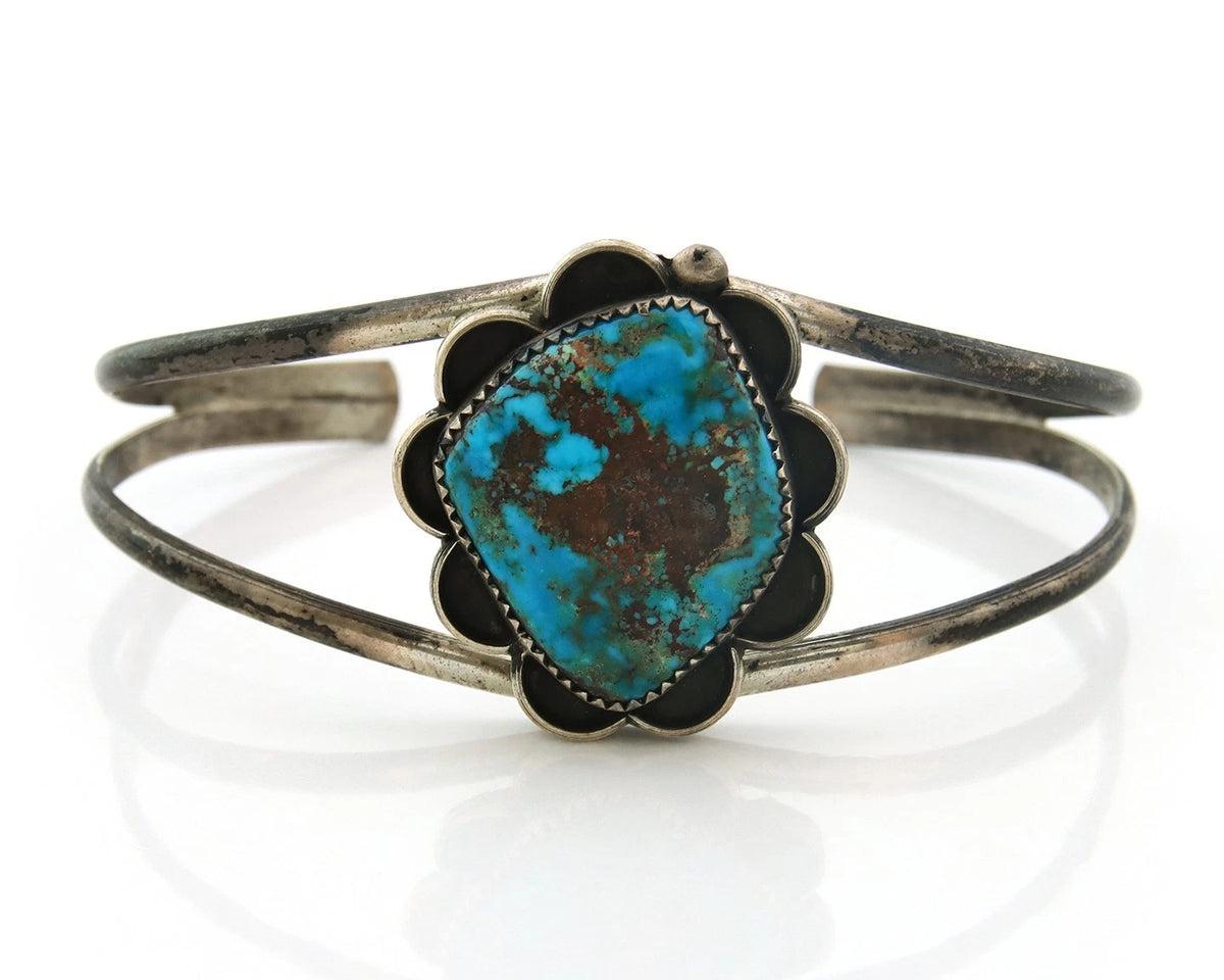 Navajo Cuff Bracelet Sterling Silver Turquoise Handmade Vintage Native Artist