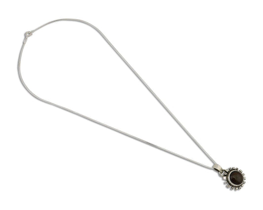 Navajo Handmade Necklace 925 Silver Fire Opal Artist Signed Sunburst C.80's