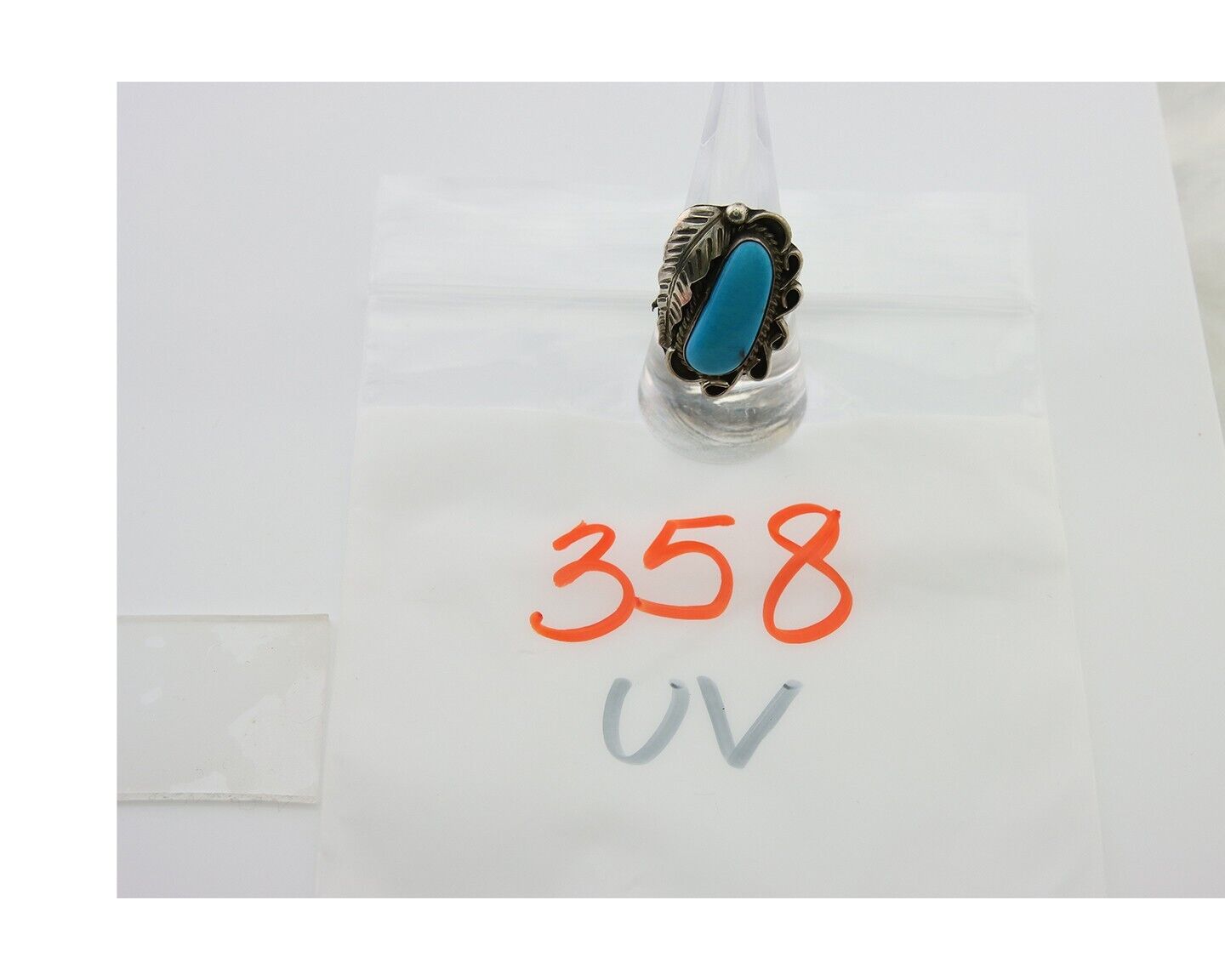 Navajo Ring .925 Sterling Blue Turquoise Artist Signed EK C.80's
