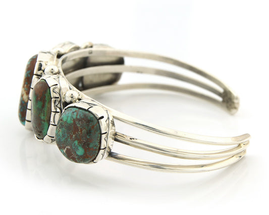 Navajo Bracelet Sterling Silver Handmade Turquoise Artist Signed David Zachary