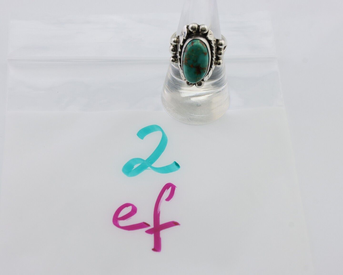 Navajo Ring 925 Silver Royston Turquoise Native Artist Signed P Size 7.5 C.80's