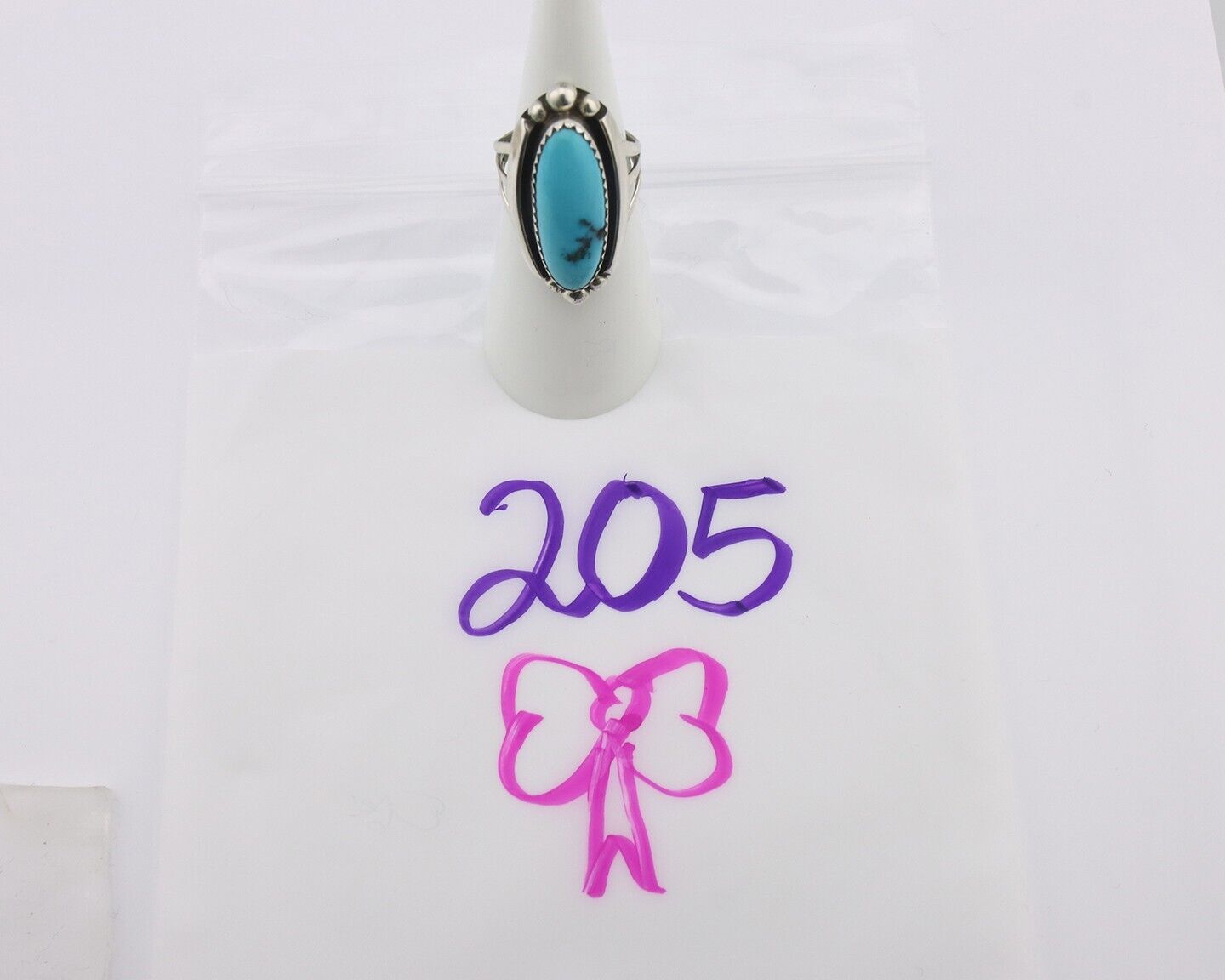 Navajo Ring .925 Silver Sleeping Beauty Turquoise Signed SkyStone Creations C80s