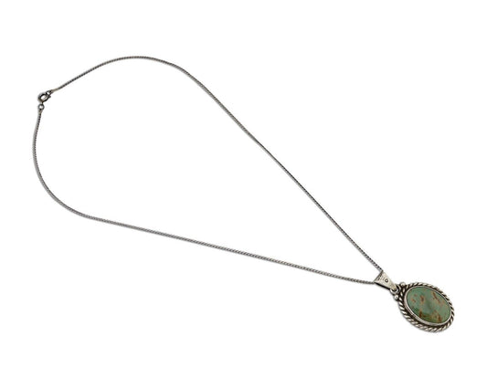 Navajo Pendant 925 Silver Natural Green Turquoise Signed M Montoya C.90s
