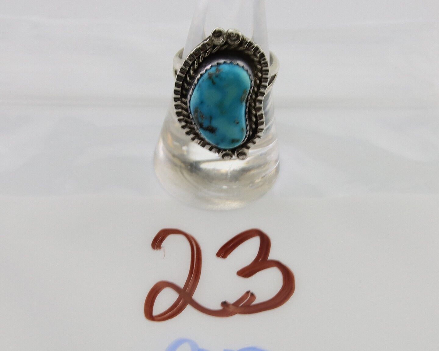 Navajo Handmade Ring 925 Silver Turquoise Native American Artist C.80's