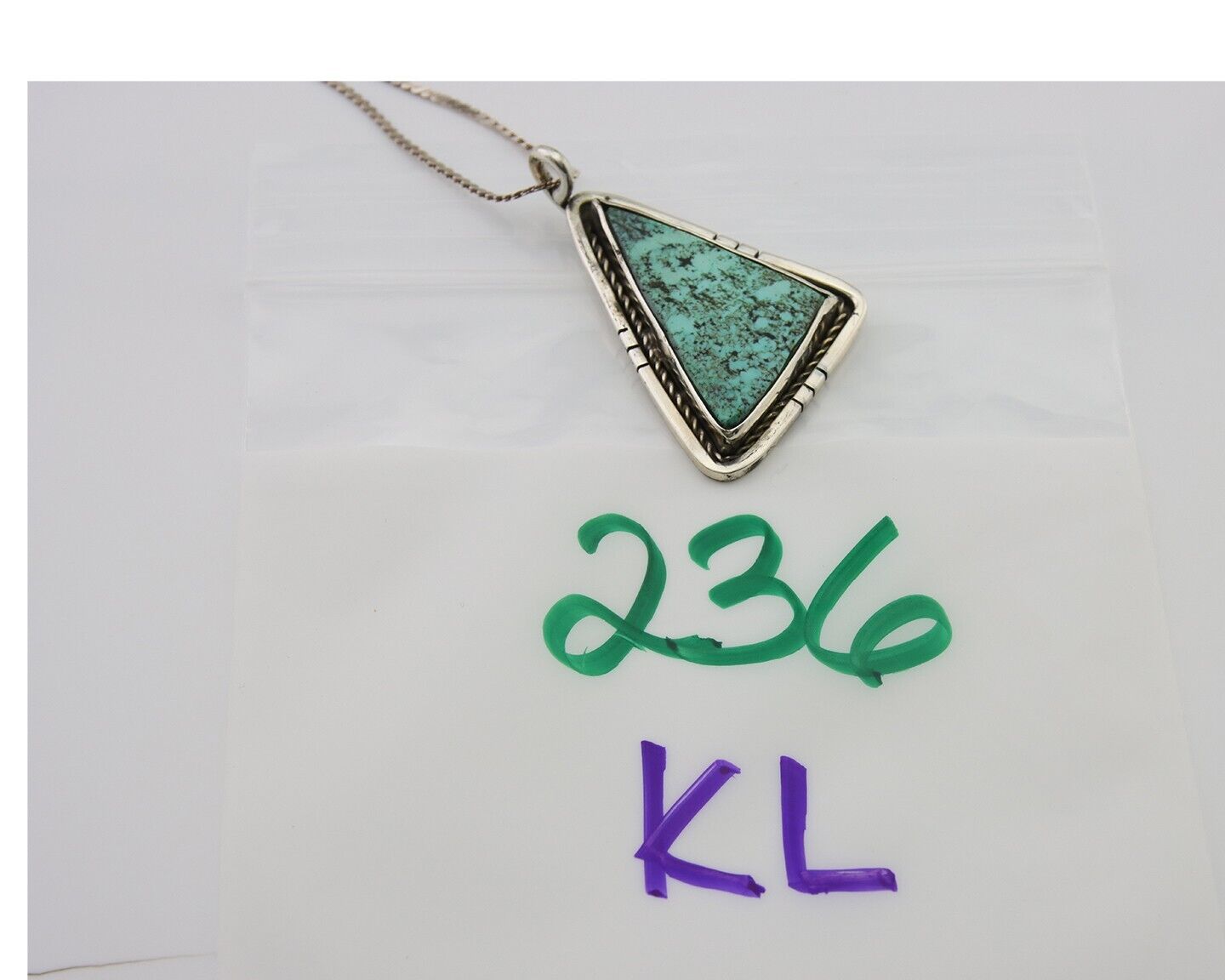 Navajo Heart Necklace 925 Silver Natural Turquoise Artist Signed FG C80s