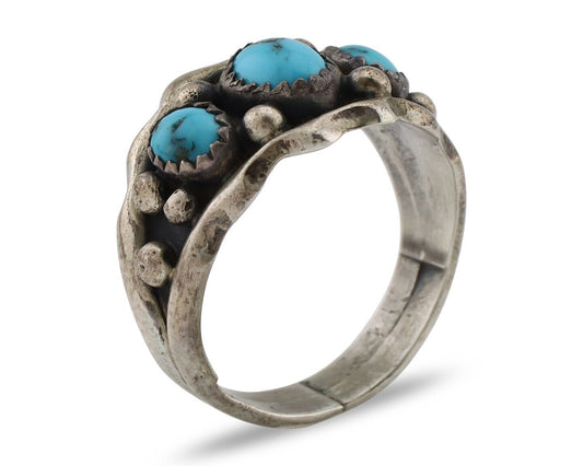 Navajo Ring 925 Silver Blue Artist Signed SkyStone Creations C.80's