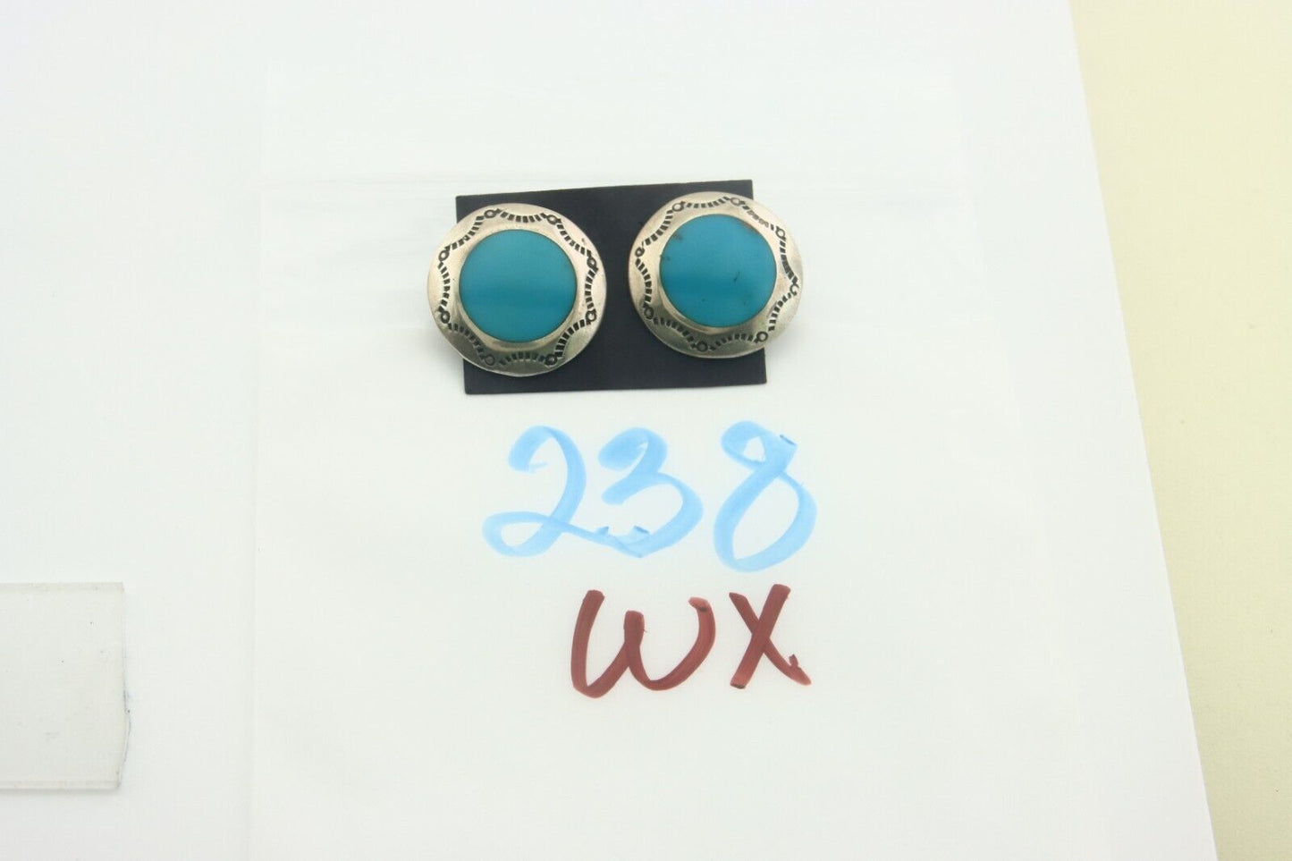 Navajo Earrings 925 Silver Natural Turquoise Native American Artist C80s