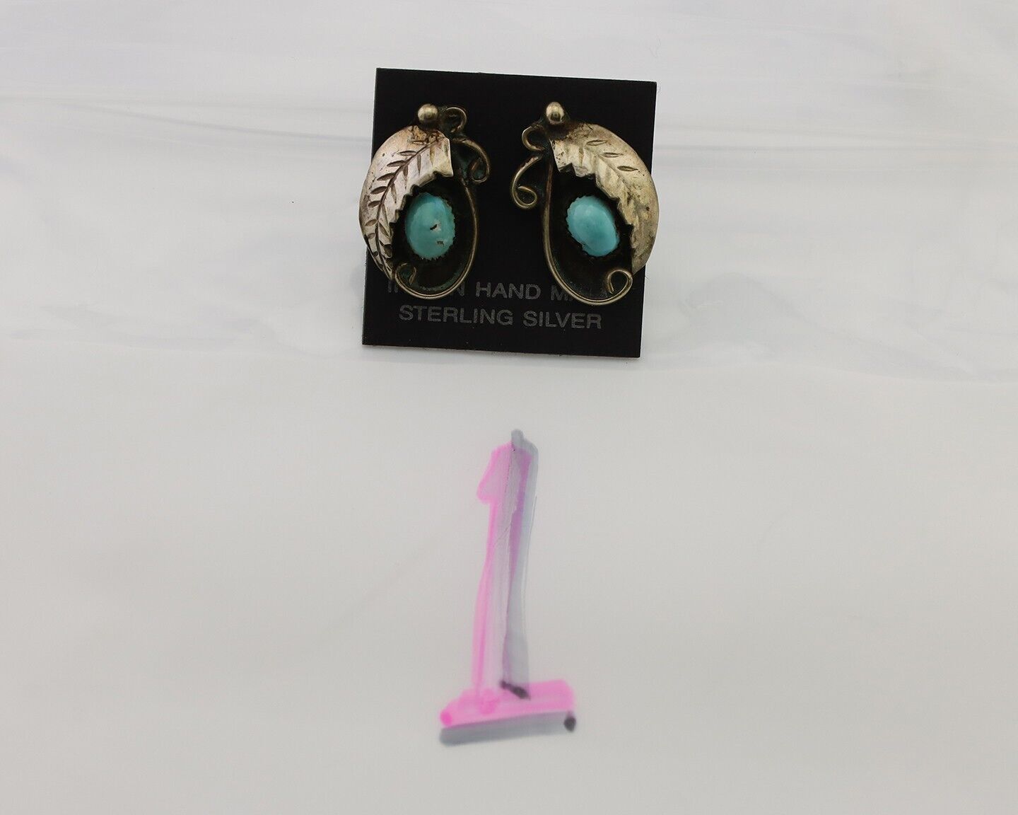 Navajo Earrings 925 Silver Natural Turquoise Native American Artist C.80's