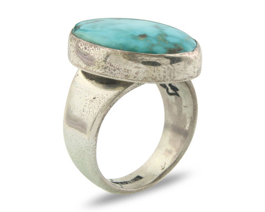 Navajo Ring 925 Sterling Turquoise Handmade Signed M Montoya C.80's Sz 8.5