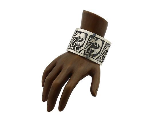Navajo Kokopelli Bracelet 925 Silver Native American Artist Handmade C.80's