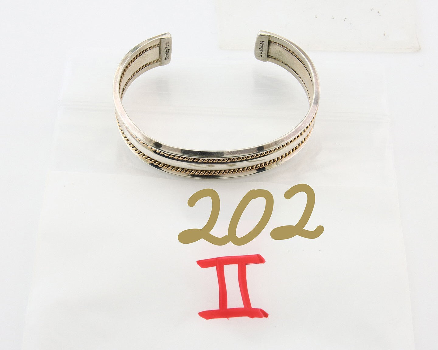 Navajo Bracelet 925 Silver & 12k Yellow Gold Filled Signed TAHE C.80's