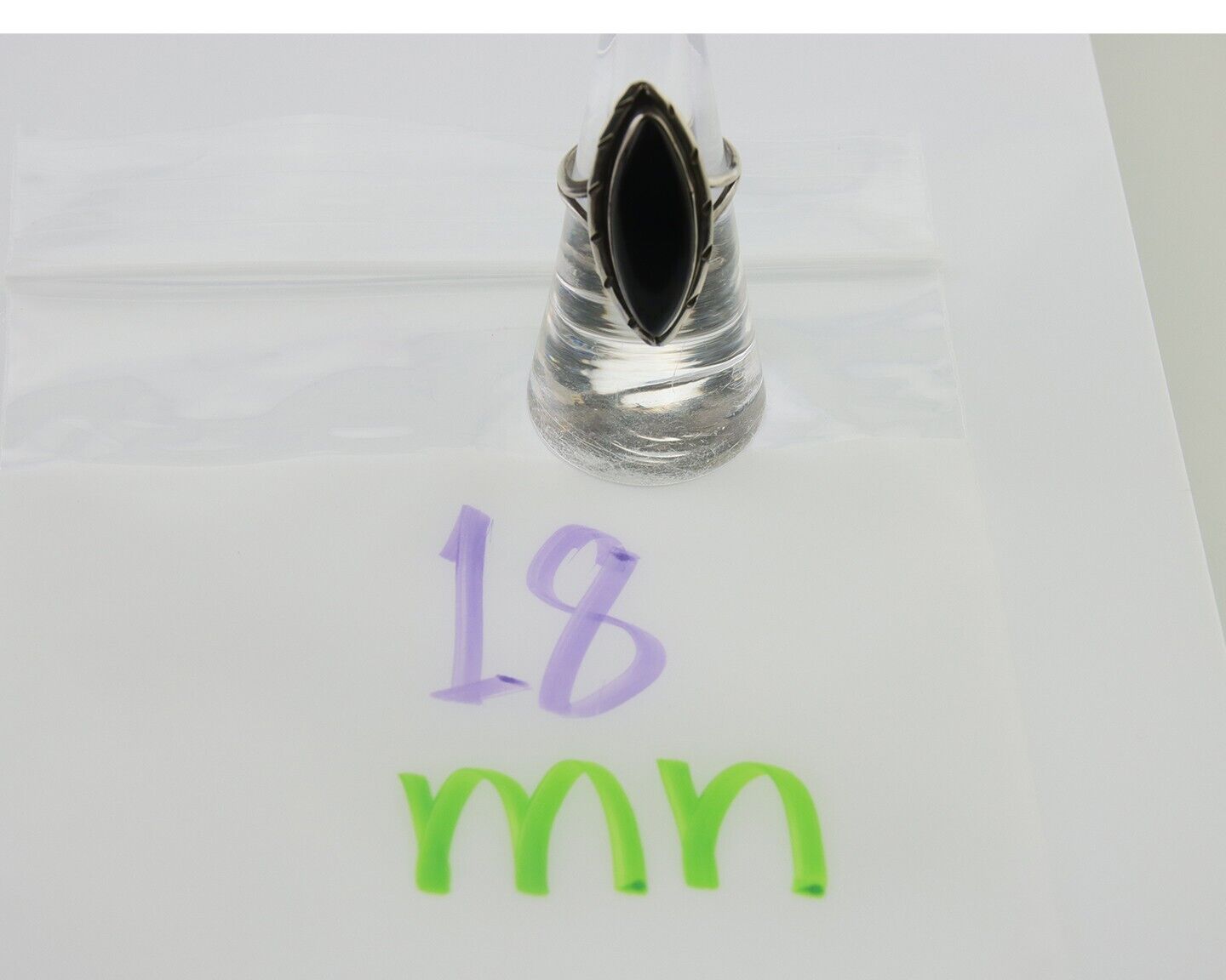 Navajo Handmade Ring 925 Silver Black Onyx Artist Signed J #10 C.80's