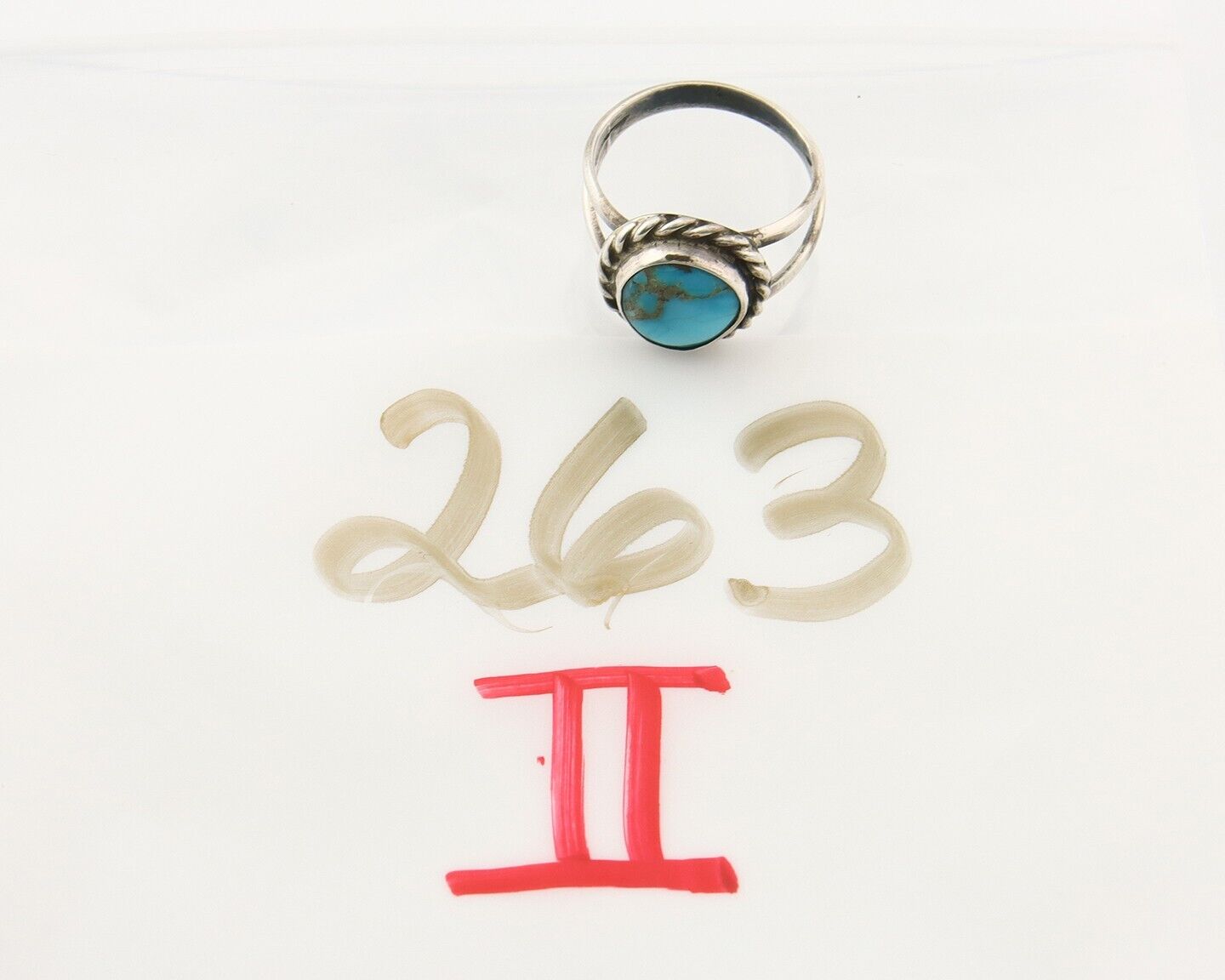 Navajo Ring 925 Sterling Natural Mined Arizona Turquoise C.80's Size 6.0