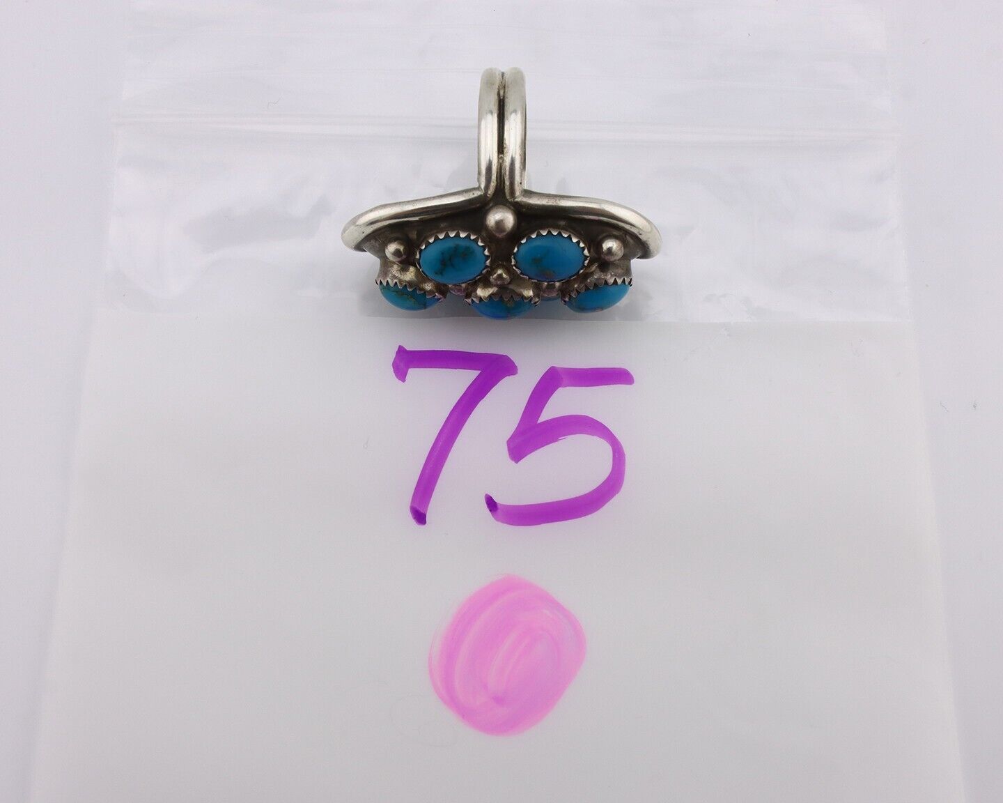Navajo Ring 925 Silver Arizona Turquoise Artist Signed BM C.80's