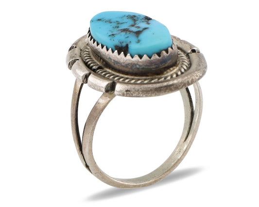 Navajo Ring 925 Silver Morenci Turquoise Native American Artist C.80's