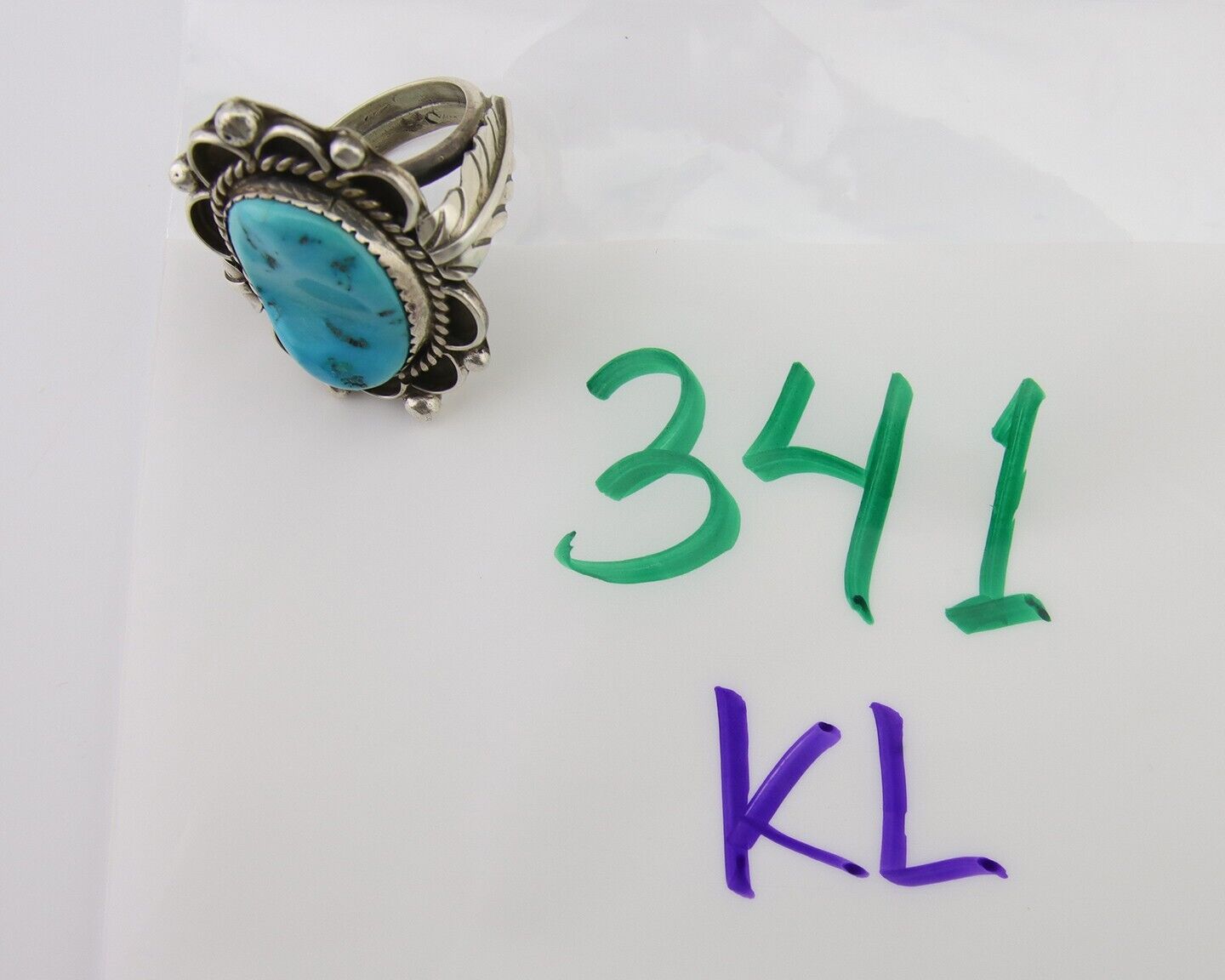 Navajo Ring 925 Silver Natural Blue Turquoise Native American Artist C.80's