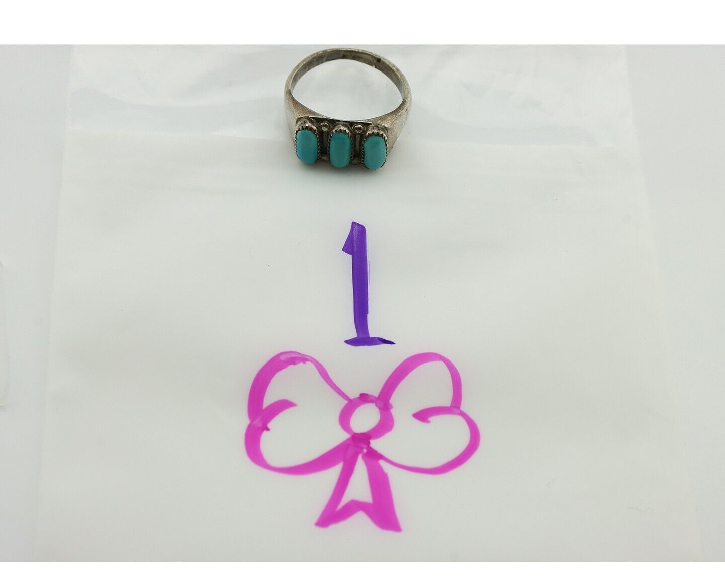 Zuni Ring .925 Silver Natural Sleeping Beauty Turquoise Signed R. LULE C.80's