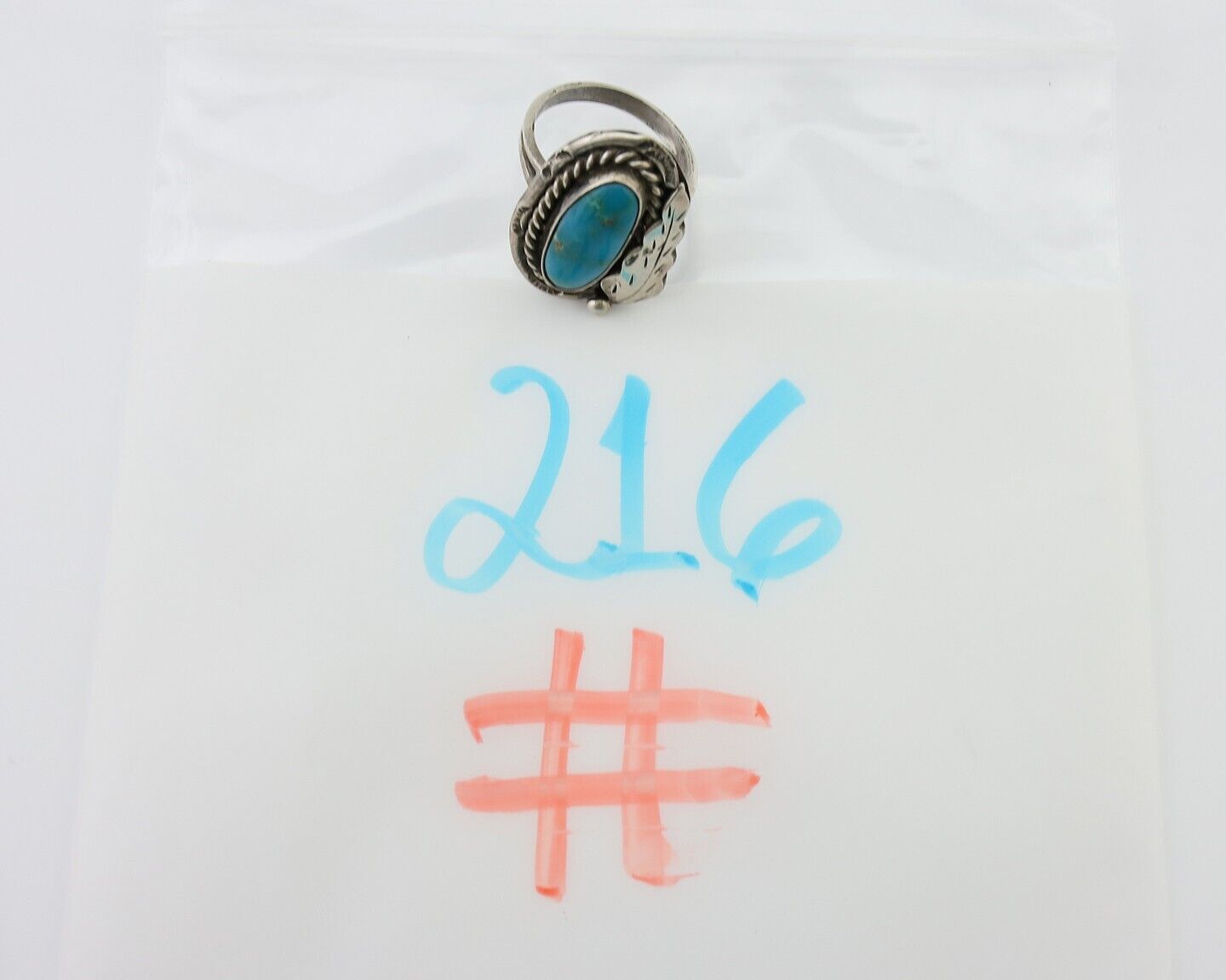 Navajo Handmade Ring 925 Silver Natural Turquoise Signed Jason Livingston C.80's