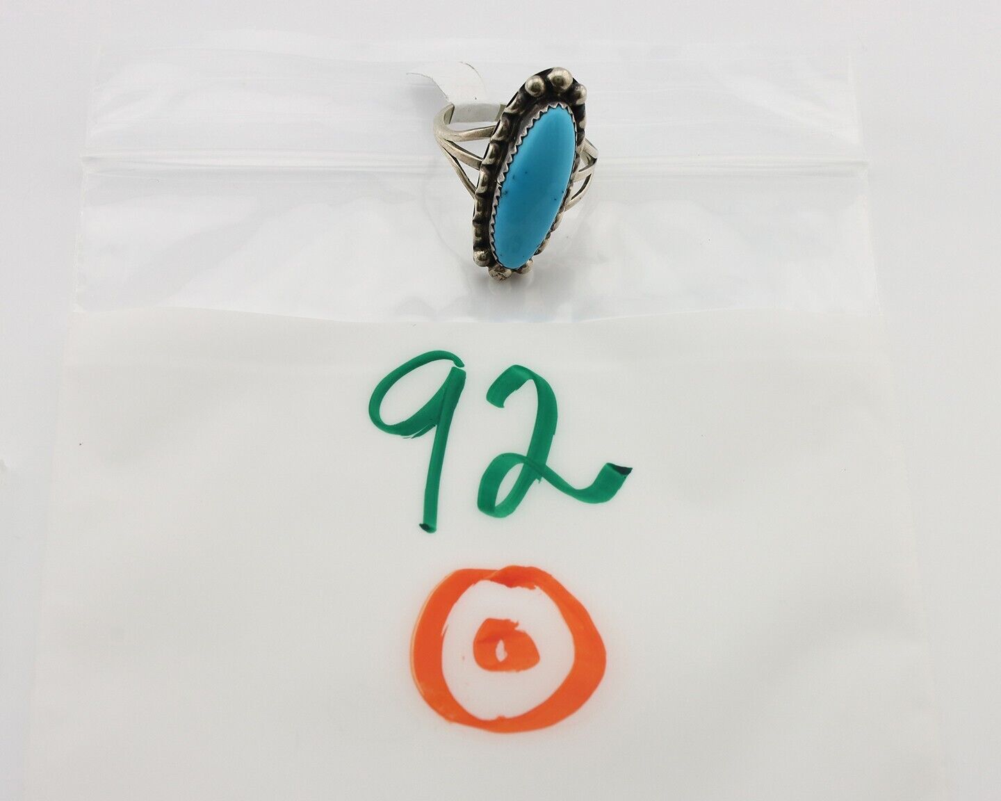 Navajo Ring 925 Silver Sleeping Beauty Turquoise Artist Signed SC C.80's
