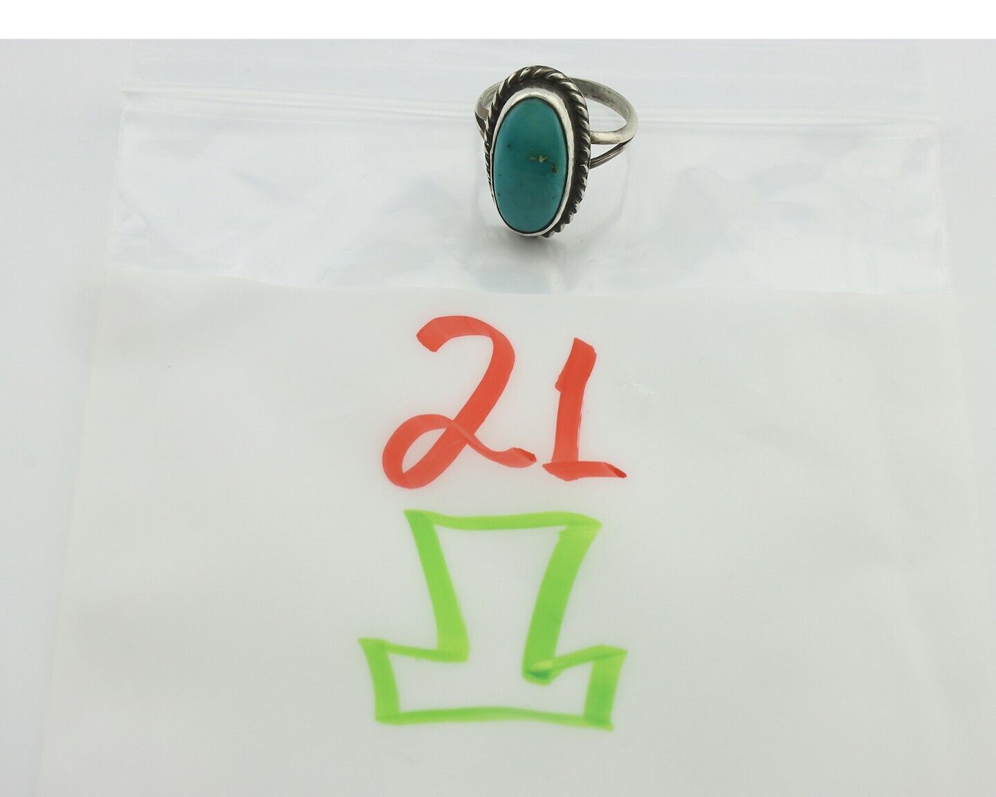 Navajo Ring 925 Silver Natural Blue Turquoise Signed M Montoya C.80's