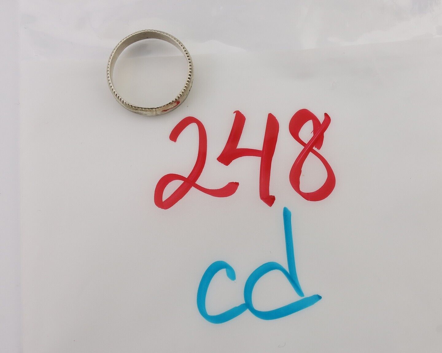 Navajo Hand Stamped Band 925 Silver 6.0 mm Native Artist Size 7.5 C.80's