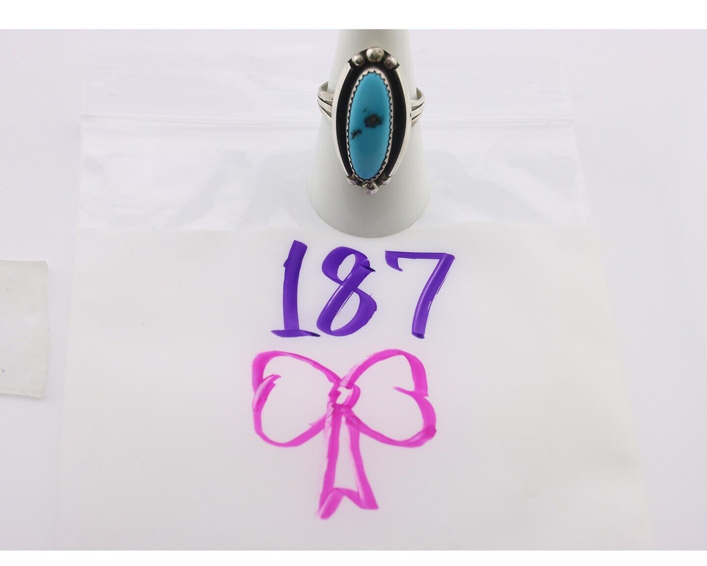 Navajo Ring .925 Silver Sleeping Beauty Turquoise Signed SkyStone Creations C80s