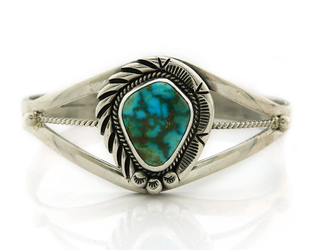 Navajo Cuff Bracelet 925 Sterling Silver Turquoise Vintage Signed Rose Begay