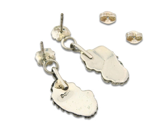 Navajo Earrings 925 Silver Natural Turquoise Native American Artist C.80's