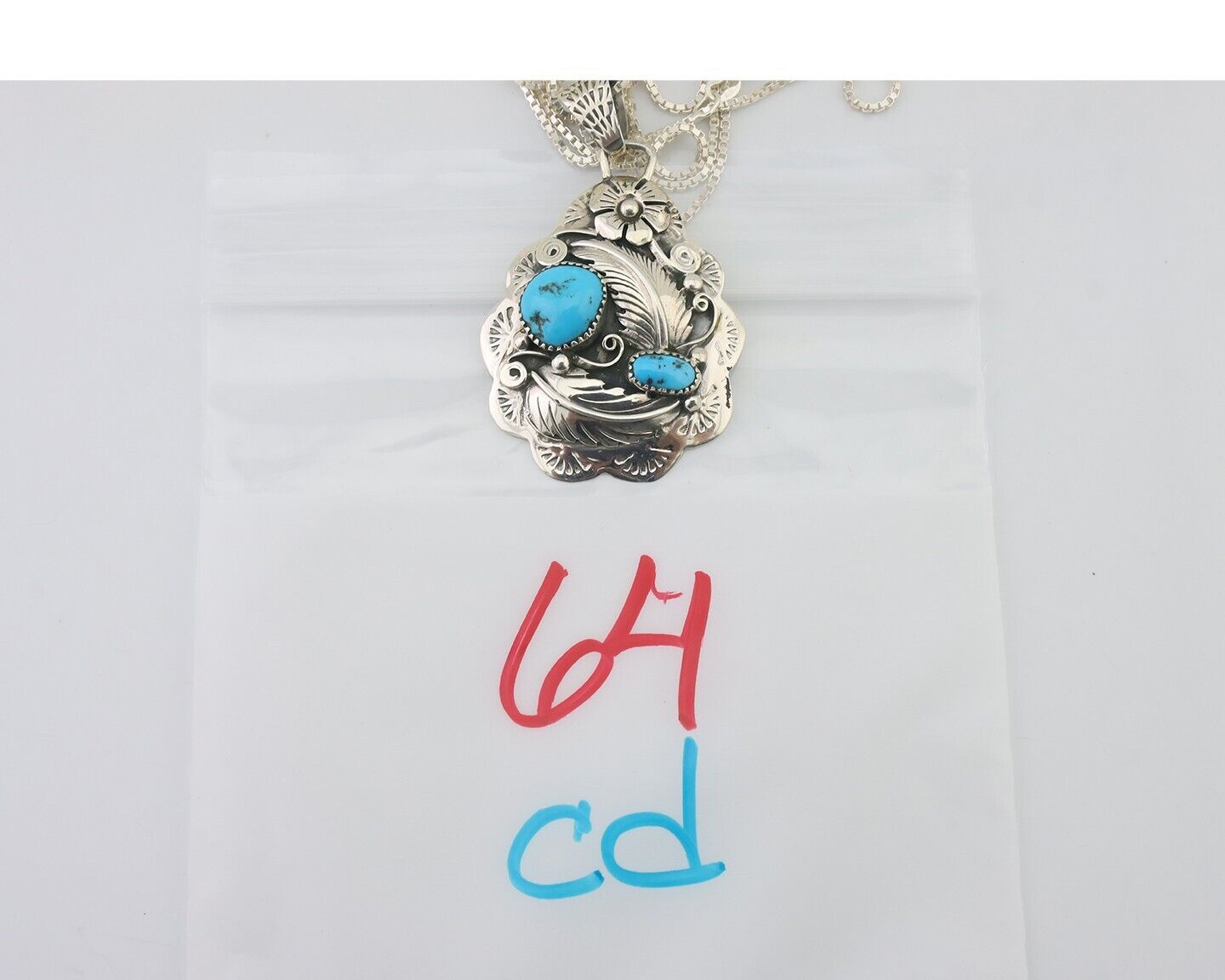 Navajo Necklace 925 Silver Turquoise Native Artist Signed Wilbert Benally C.80s
