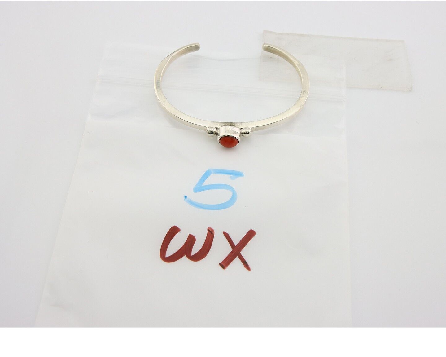 Navajo Bracelet .925 Silver Mediterranean Red Coral Cuff Native Artist C.80's