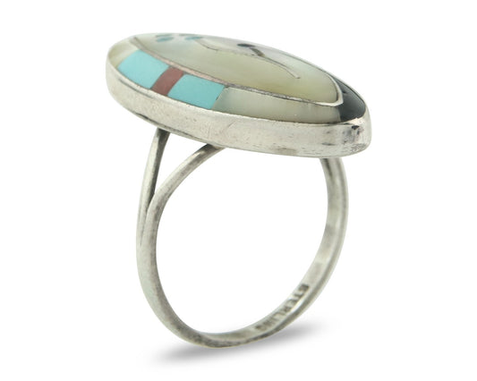 Vintage Zuni Ring 925 Sterling Silver Natural Gemstone Size 5.75