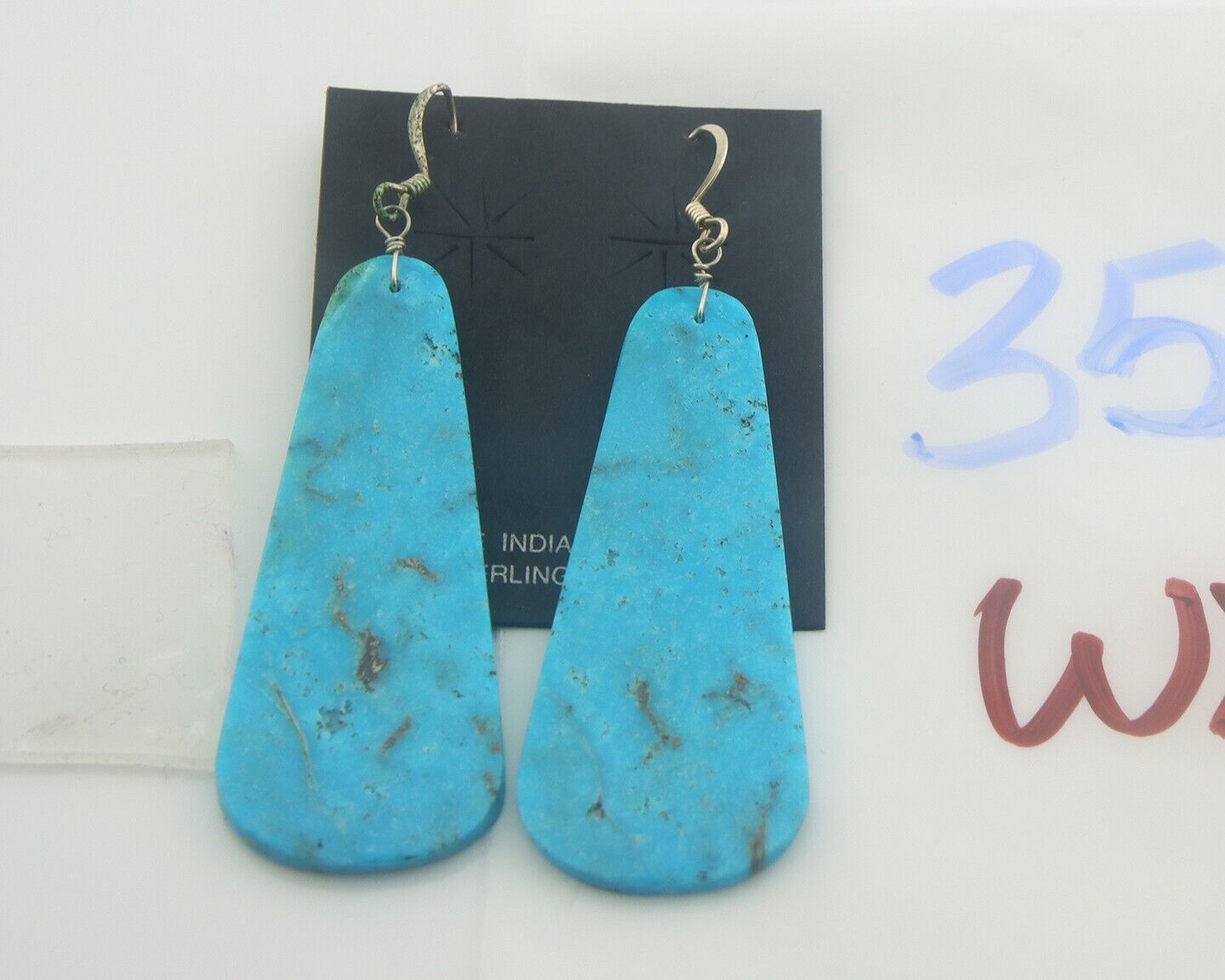 Santo Domingo Earrings 925 Silver Natural Turquoise Native American Artist C80s