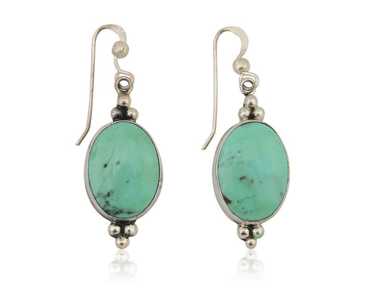 Navajo Dangle Earrings 925 Silver Natural Turquoise Native American Artist C80s