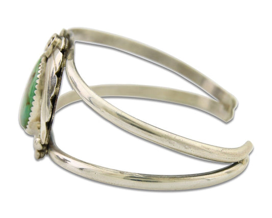 Navajo Cuff Bracelet 925 Silver Turquoise Artist Signed C Davis C.80's