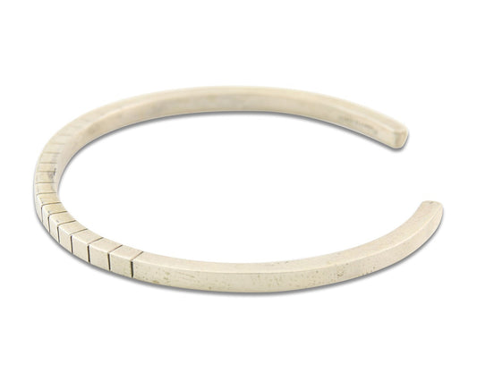 Navajo Bracelet 925 Silver Hand Stamped Signed M.C. ISASIB C.80's