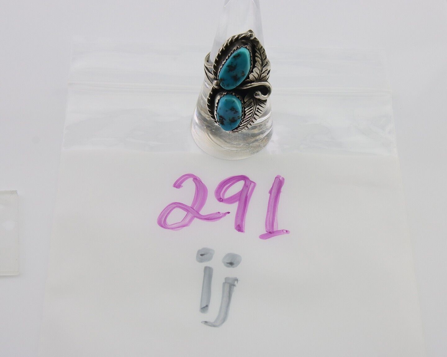 Navajo Ring 925 Silver Natural Turquoise Artist Signed Rob T Kelly C.80's